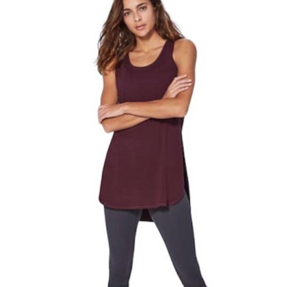 Lululemon Side Story Tank Top Slit Side Moss Rose Maroon Red Womens 6 Training - Picture 1 of 10